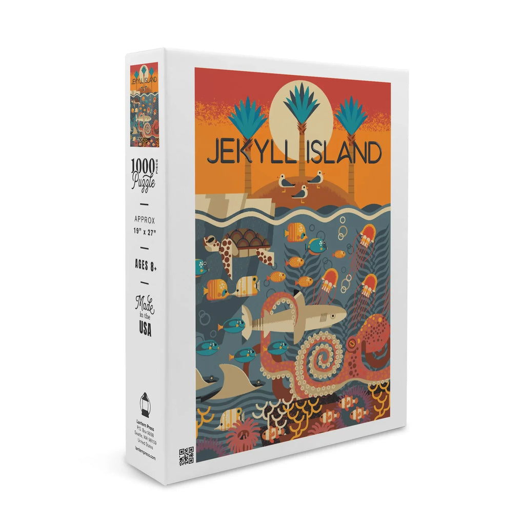 Jekyll Island, Georgia, Textured Geometric (1000 Piece Puzzle, Size 19x27, Challenging Jigsaw Puzzle for Adults and Family, Made in USA)