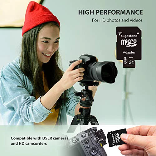 Gigastone 32GB Micro SD Card, FHD Video UHS-I U1 Class 10, for Surveillance, Security, Action Cameras, Drone, Dash Cams, 10 Pack (10x32GB)