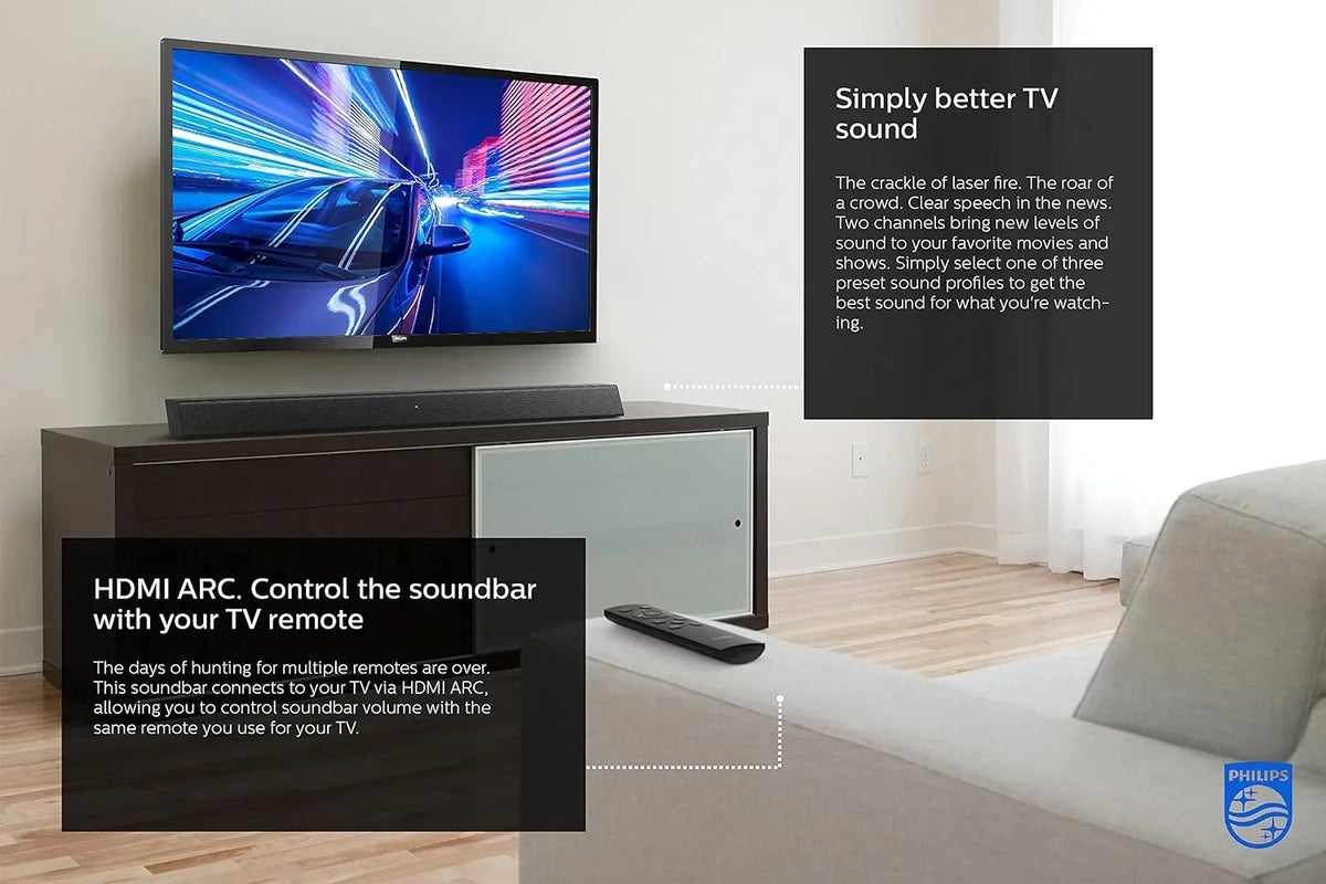 PHILIPS TAB5105/37 2.0 Stereo Sound Bluetooth Wireless Soundbar Speaker