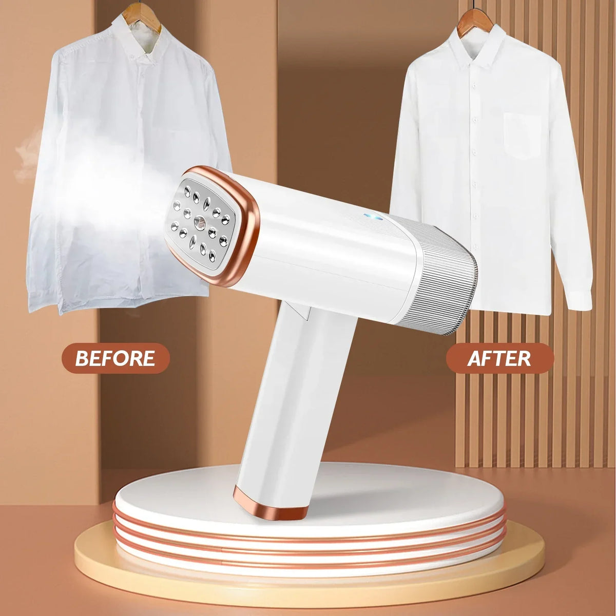 iMounTEK 1000W Portable Handheld Steamer with Brush Foldable Travel Electric Steamer for Garments Clothing Wrinkles Remover 30S Heat up 120ML Water Tank, White