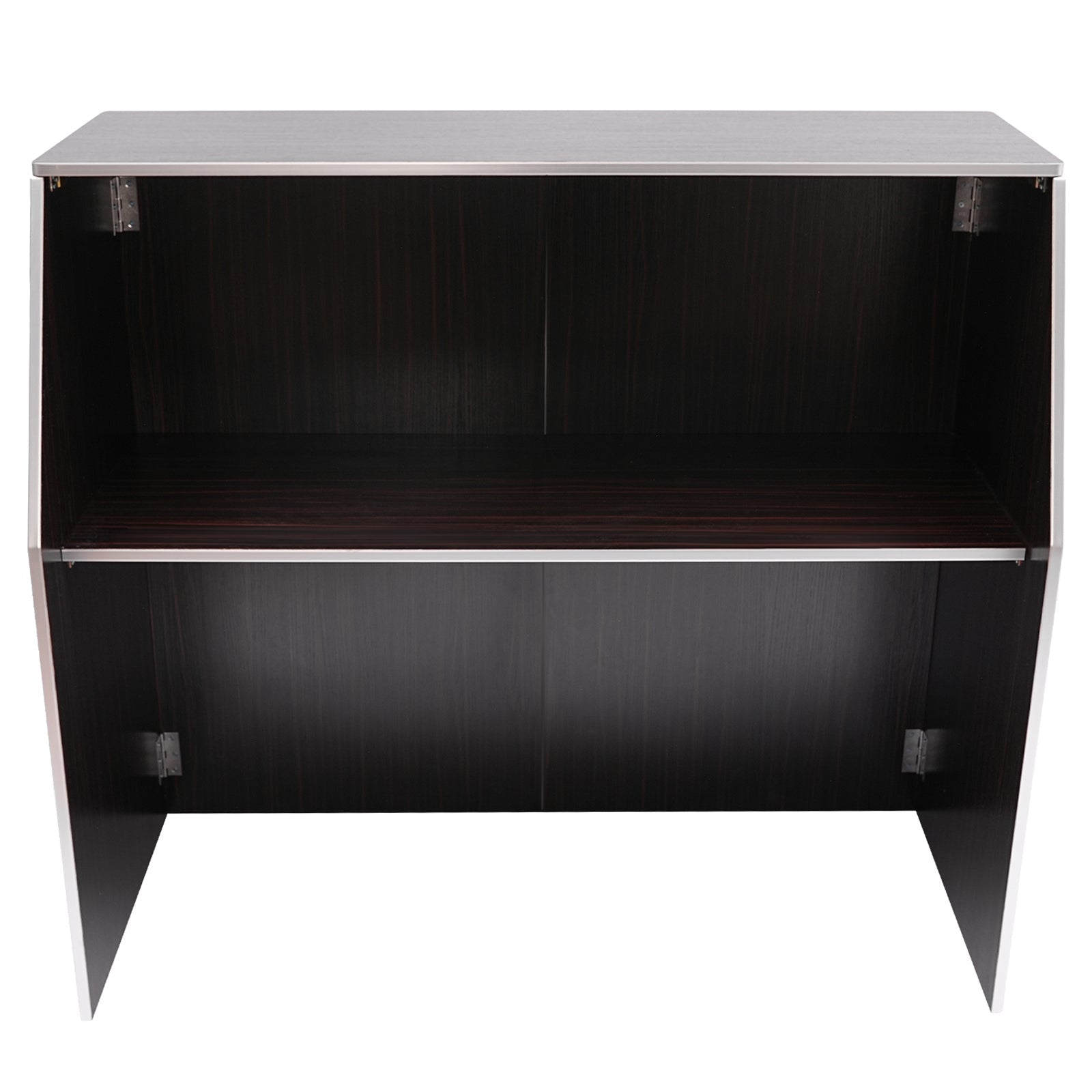 TOOL1SHOoo Portable Foldable Event bar Cabinet 19.5x47.75x42.75in Black Brown with Aluminum Edging