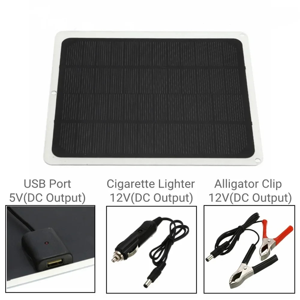 20W Portable Monocrystalline Silicon Solar Panel - USB, Outdoor Camping/Hiking, Car Light/Fan Recharging Tool, Removable Panels