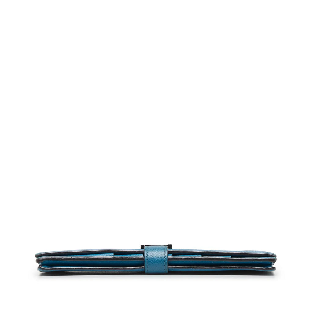 Pre-Owned Authenticated Hermès Epsom Bearn Wallet Calf Leather Blue Long Wallets Unisex (Fair)