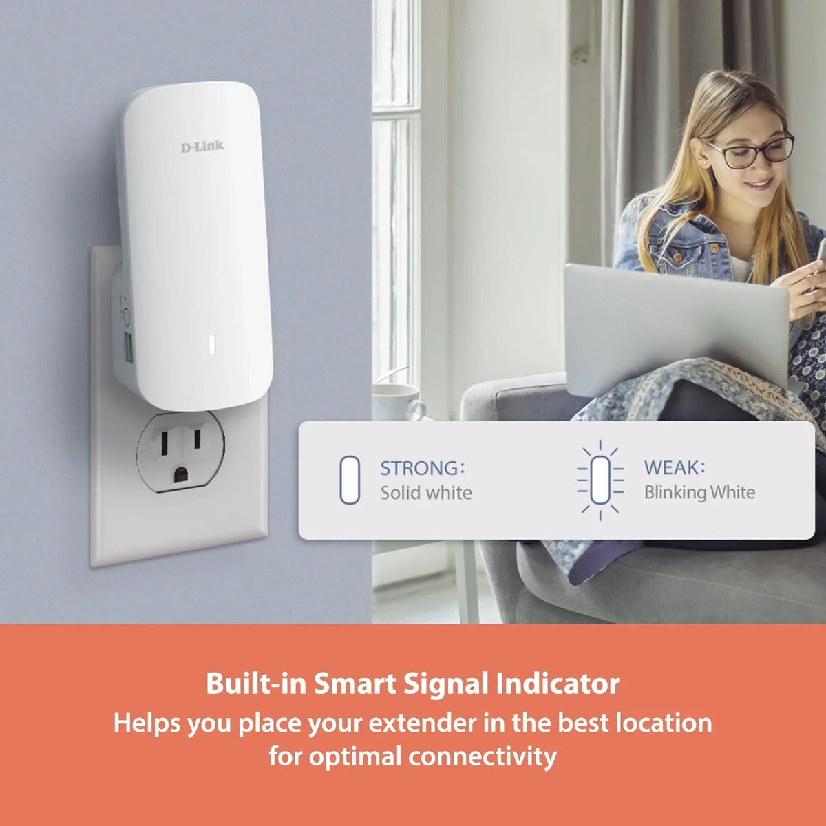 D-Link AX3000 Mesh WiFi 6 Range Extender | 1x Gigabit LAN Port | AI | Cover up to 2300 Sq. ft (E30)