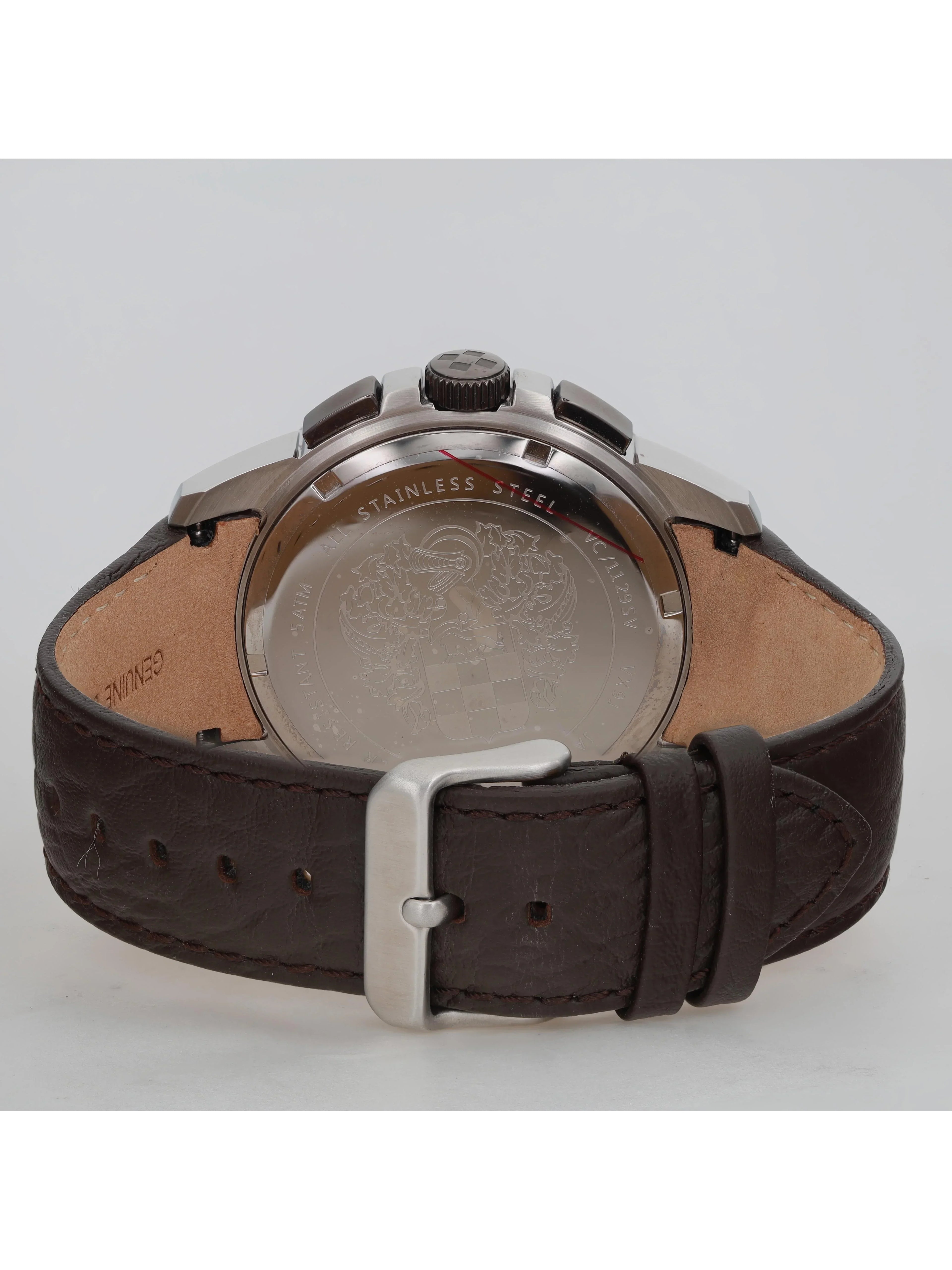 Pre-owned Vince Camuto Steel Quartz Gray Dial Mens Watch VC/1129DGSV (Like New)