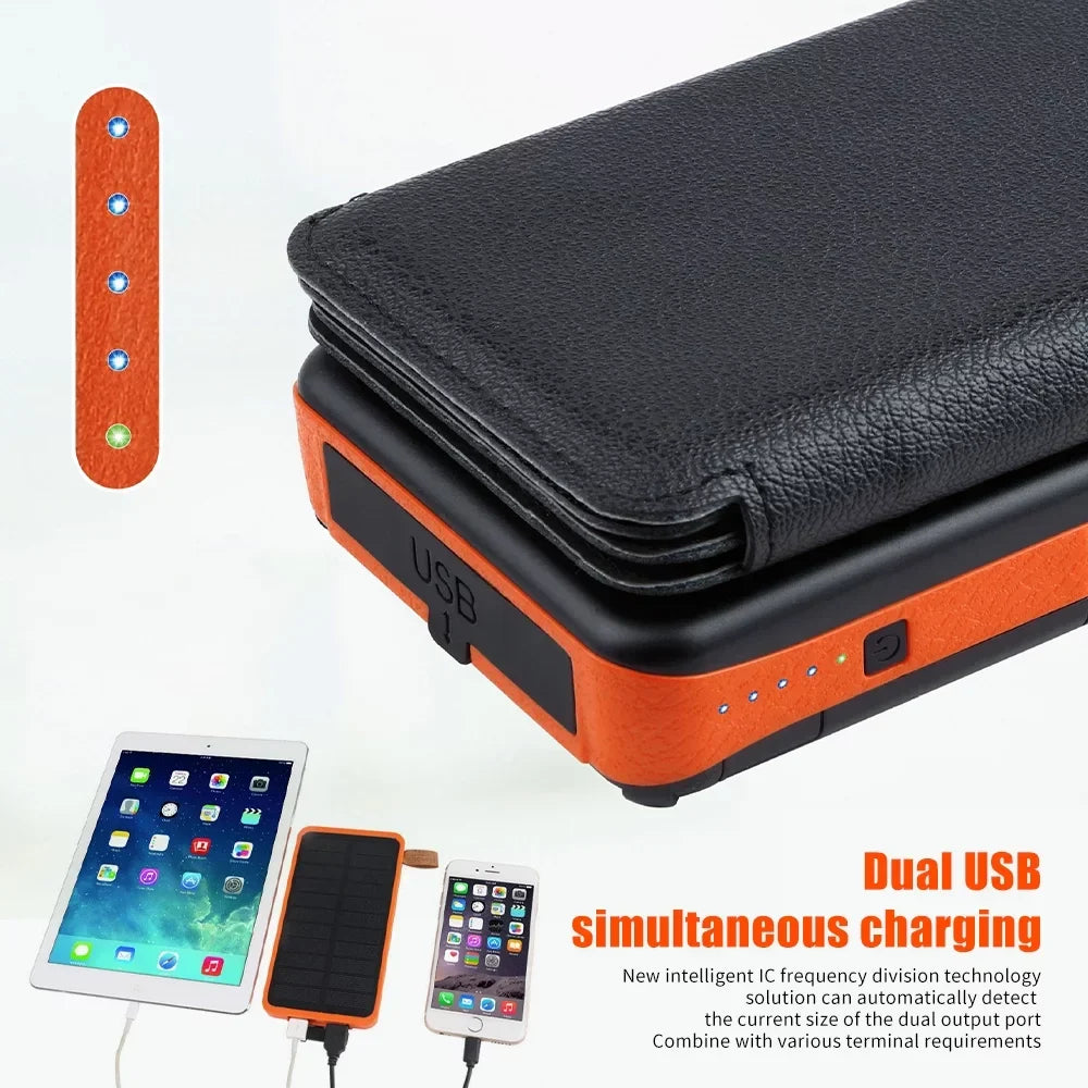 26000mAh 6 Solar Panel Portable Charger Folding Solar Power Bank External Battery with Flashlight For Cell Phone