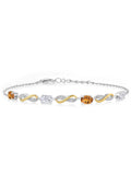 Gem Stone King 925 Silver and 10K Yellow Gold Lab Grown Diamond Infinity Bracelet For Women Mother's Mom Wife Girls Her Madeira Citrine Moissanite (1.85 Cttw, Fully Adjustable Up to 7.5 inch)
