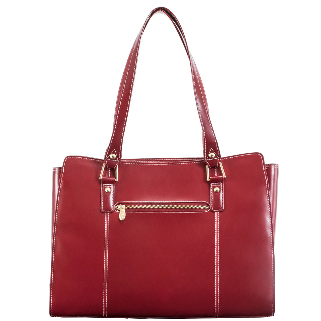 Glenna Leather Shoulder Tote, 97556, Red