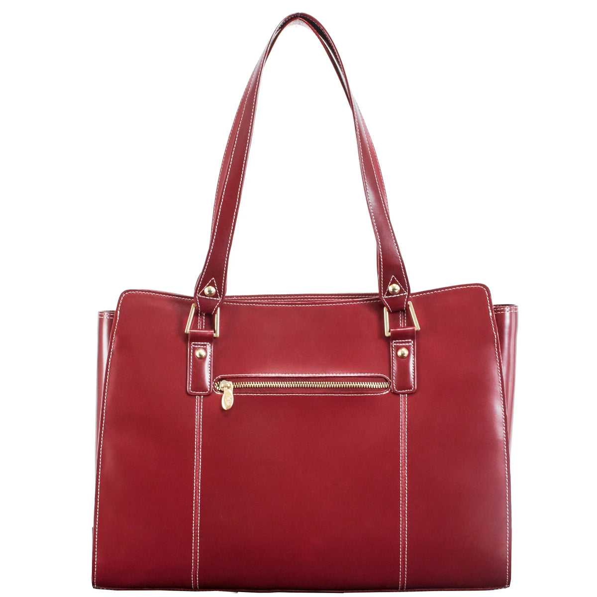 Glenna Leather Shoulder Tote, 97556, Red