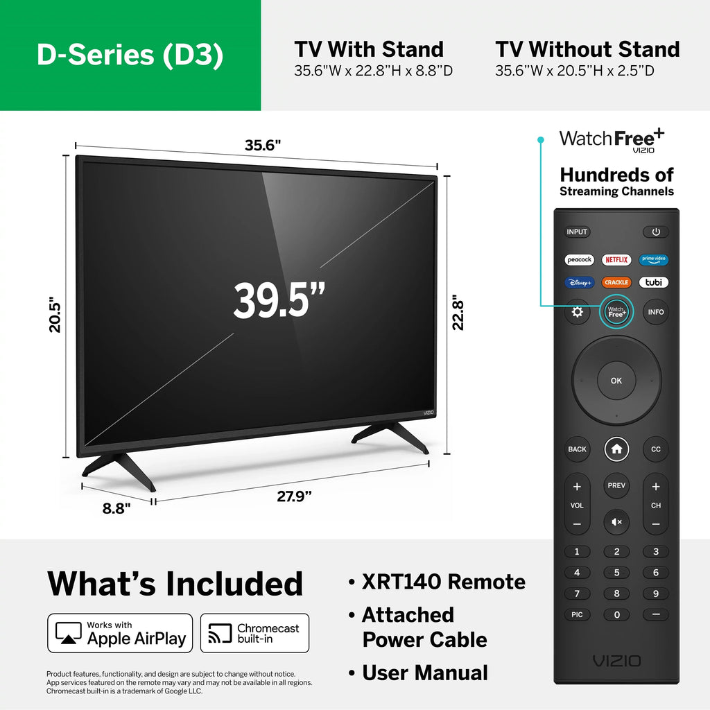 Restored VIZIO 40" Class FHD (1080P) LED SmartCast Smart TV D-Series D40f-J (Refurbished)