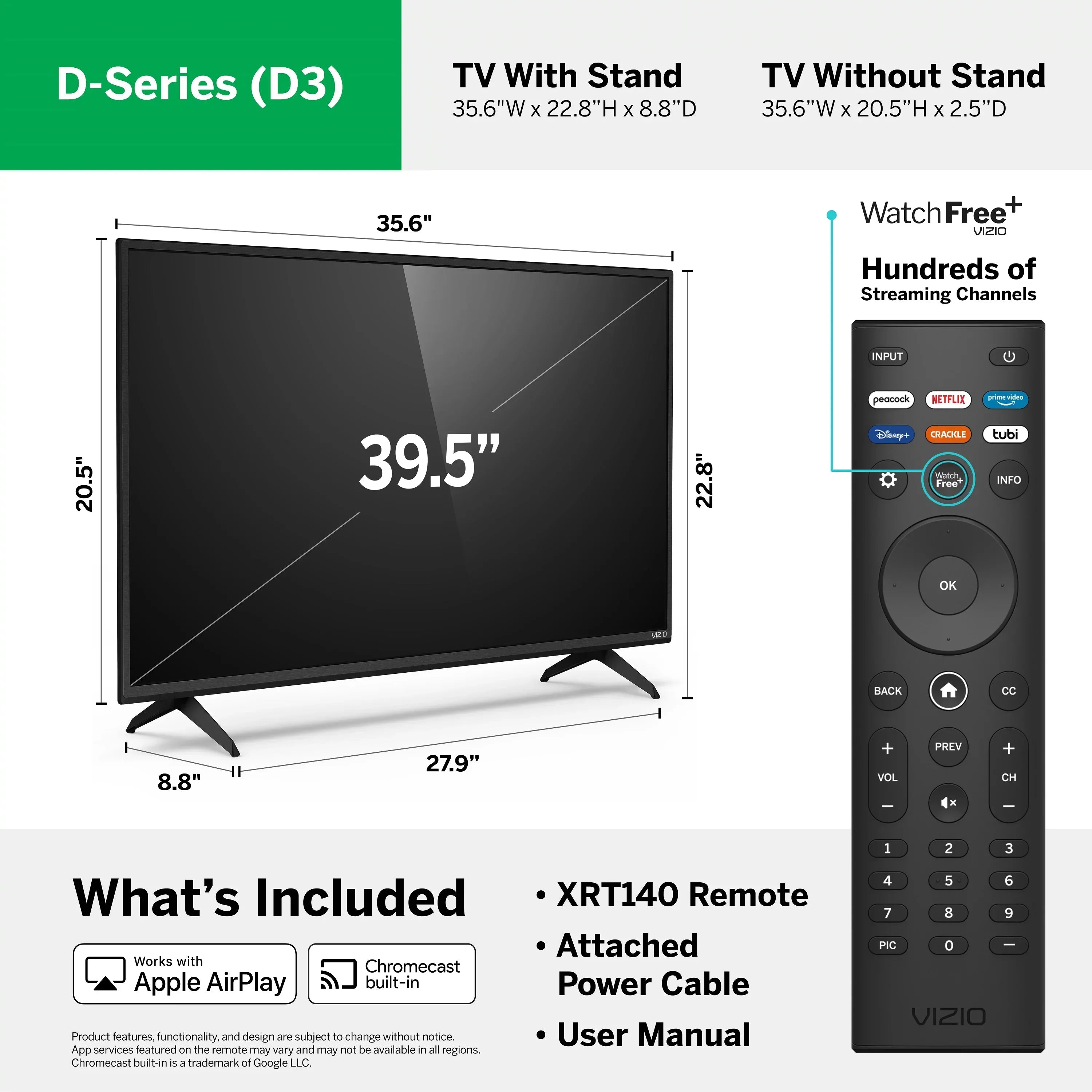 Restored VIZIO 40" Class FHD (1080P) LED SmartCast Smart TV D-Series D40f-J (Refurbished)
