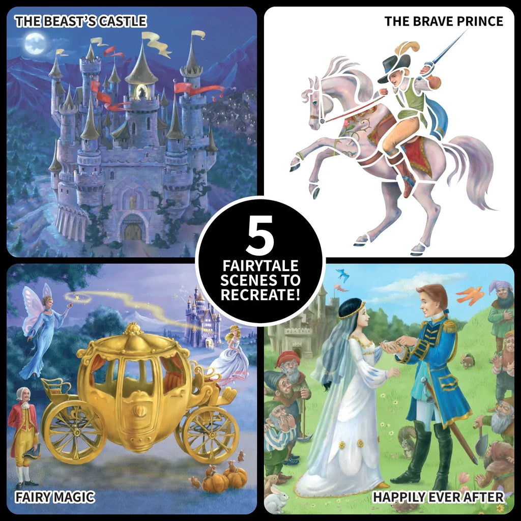 Spicebox Children's Art Kits Imagine It Princess Stencil Stories, 5 Fairytale Scenes To Recreate, Drawing Stencil Art And Activity Kit For Kids