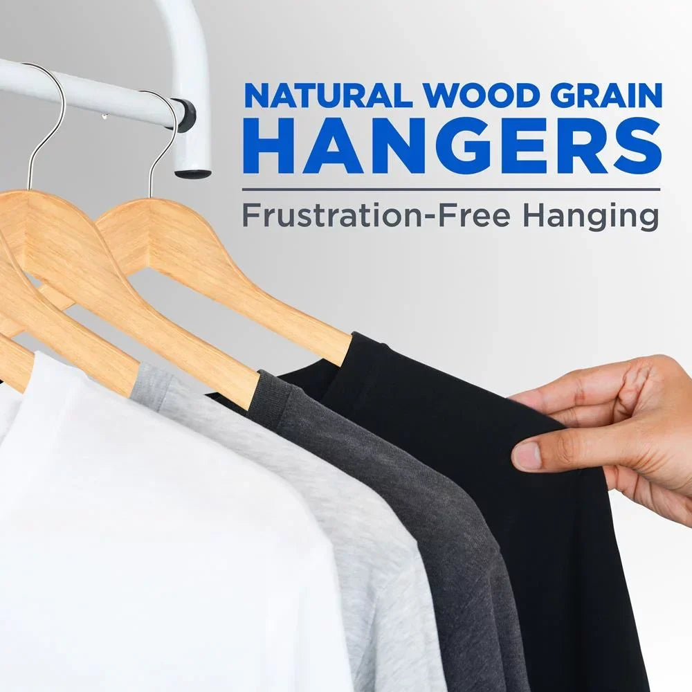 SereneLife Solid Wooden Hangers, 50 Pieces Hangers for Clothes, Heavy Duty Suit Hanger Set
