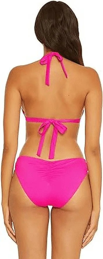 Becca by Rebecca Virtue PINK FLAMBE Santorini Halter Bikini Swim Top, US Large