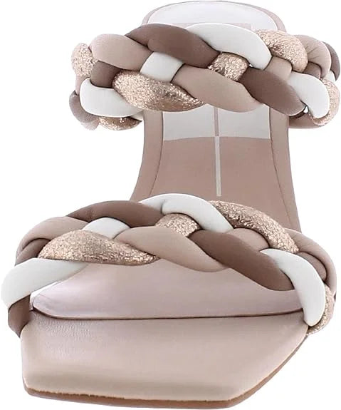 Dolce Vita Paily Natural Multi Stella Braided Straps Slip On Heeled Sandals (Natural Multi Stella, 12)