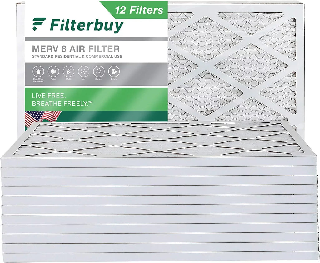 Filterbuy 12x30x1 MERV 8 Pleated HVAC AC Furnace Air Filters (12-Pack)