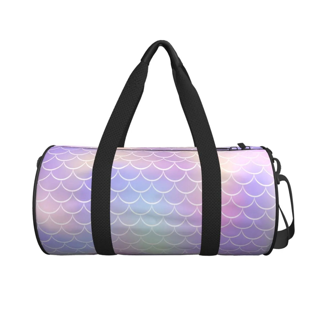Coaee Fish Scale1 Large Capacity Travel Luggage Bag Cylinder Gym Bag Waterproof Sports Bag with Pocket and Compartment