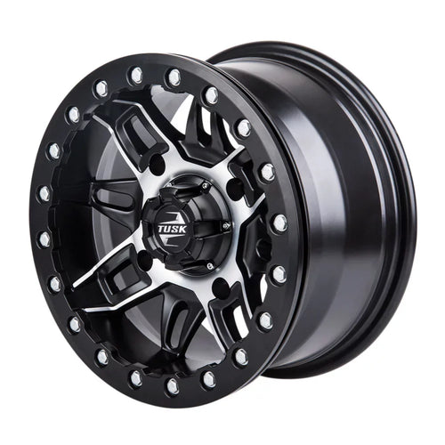 (4 Pack) 4/137 Tusk Wasatch Beadlock Wheel 15x7 5.0 + 2.0 Machined/Black For CAN-AM Defender HD10 Pro DPS 2020-2022