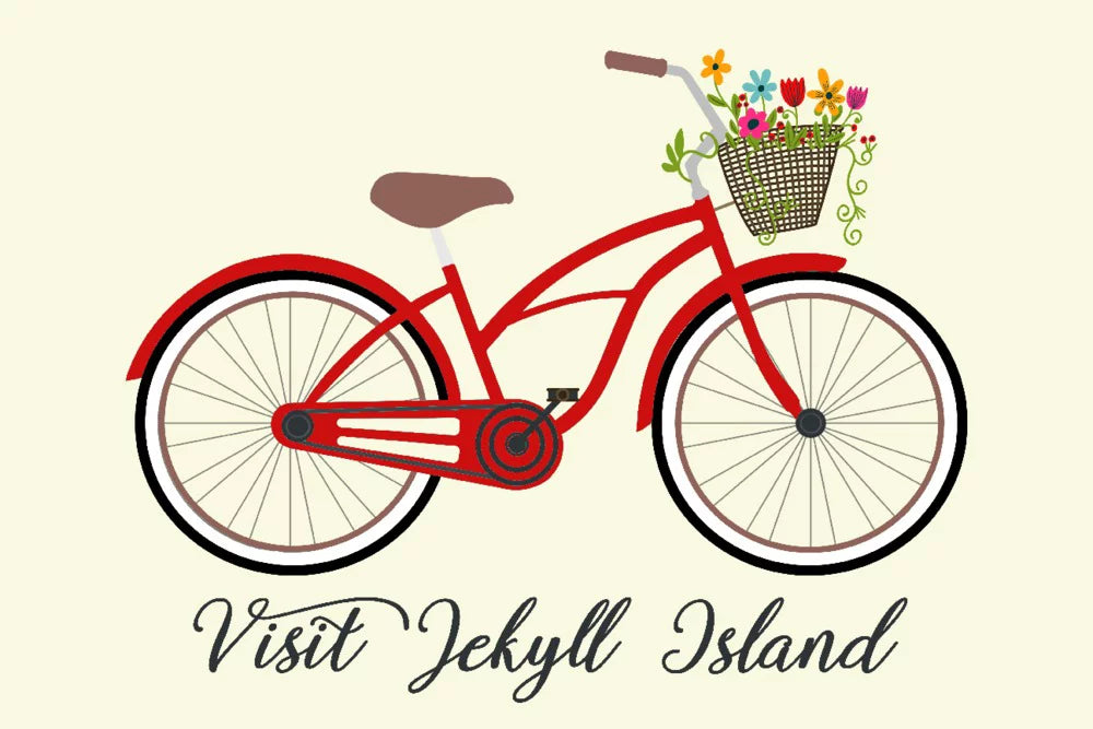Visit Jekyll Island, Georgia, Beach Cruiser and Basket (19x27 inches, Premium 500 Piece Jigsaw Puzzle for Adults and Family, Made in USA)