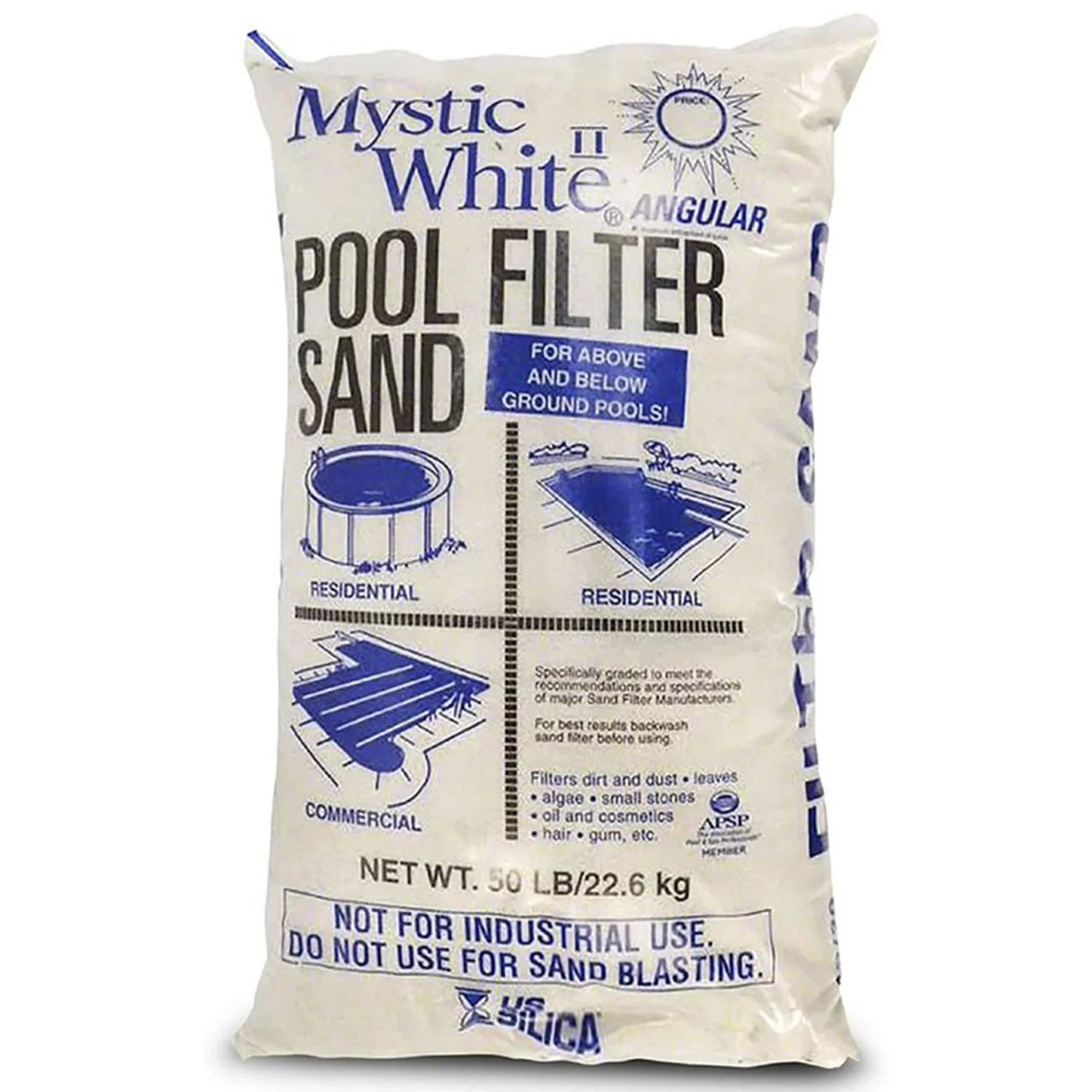 U.S. Silica 50lbs Mystic White II Swimming Pool Filter Sand, White (3 Pack)
