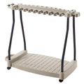 Suncast Lawn and Garden Steel Tool Storage Rack with Wheels for 30 Tools, Light Taupe