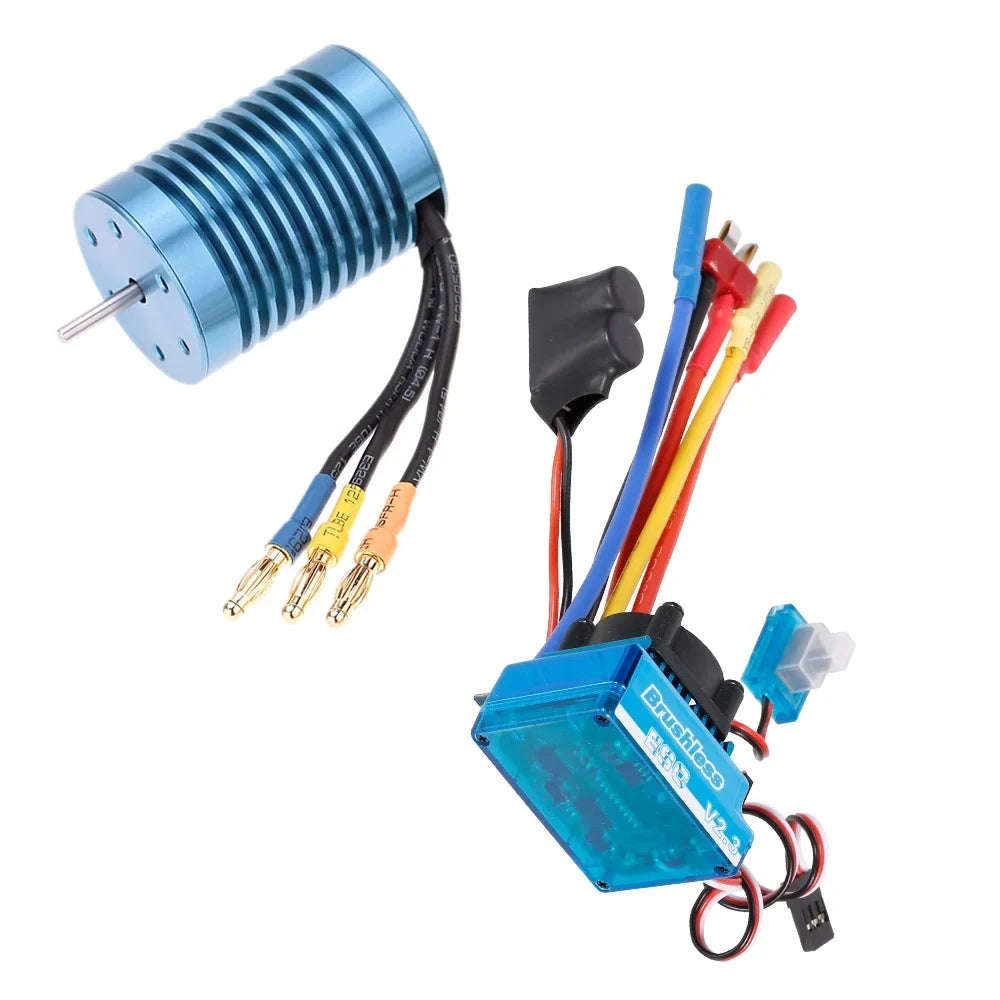 GeevorksMotor and ESC, Off-road Car 4370kv 4p Motor 1/10Off-road 45a Esc Speed Motor With 45a 3650 4370kv 4p 45a Speed 3650 Speed Ler 1/10 Qinquan Rookin Huiop 45a Speed
