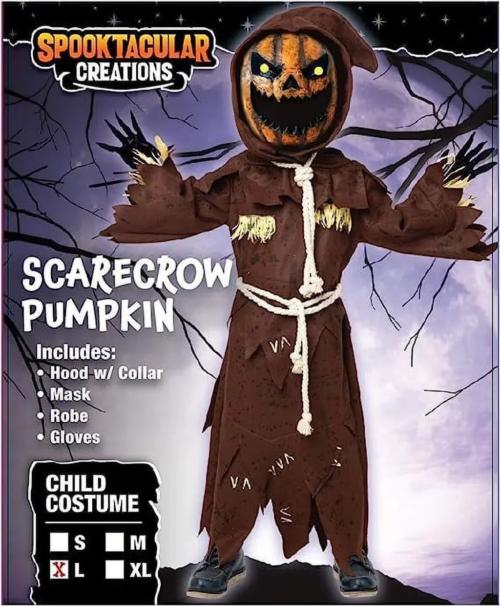 Spooktacular Creations Scary Scarecrow Pumpkin Bobble Head Costume Pumpkin Halloween Mask for Child Juniors Role-Playing (M)