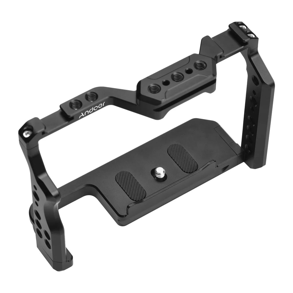 Camera Cage Aluminum Alloy Video Cage with Dual Cold Shoe Mounts Numerous 1/4 Inch Threads Replacement for Sony A7IV/ A7III/ A7II/ A7R III/ A7R II/ A7S II
