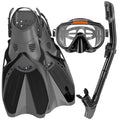 Snorkeling Gear for Adults Men Women,4 in 1 Snorkel Set with Panoramic View Diving Mask Anti-Fog Anti-Leak,Dry Top Snorkel,Fins and Travel Bag for Swimming,Snorkeling and Travel Diving