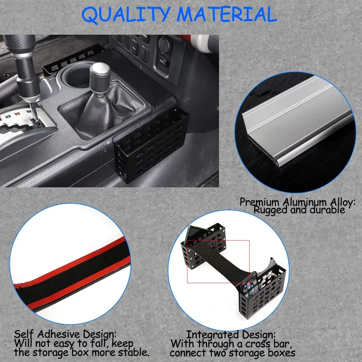 Tinki  Car Shifter Storage Box Compatible with Toyot@ FJ Cruiser 2007-2021, Black,Height 5.3in,1PCS