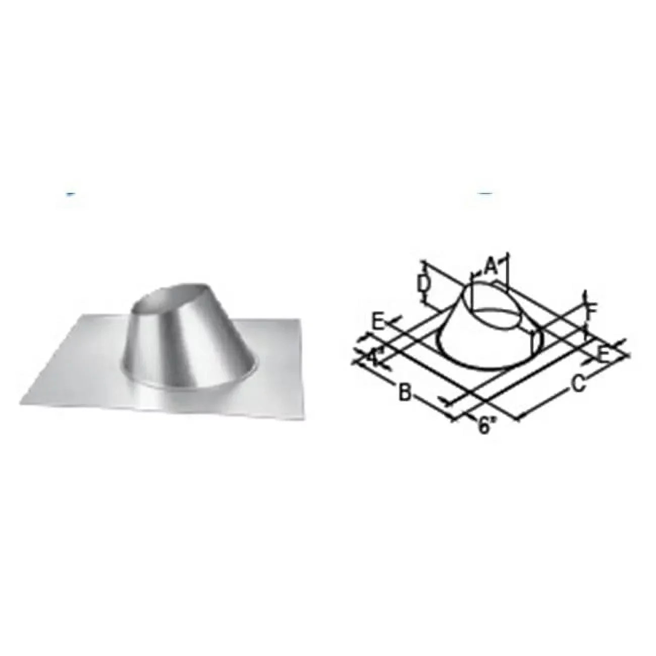 M & G Duravent 46DVA-F6 4 Inch  x 6 Inch  DirectVent Pro 0/12-6/12 Pitch Roof Flashing
