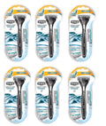 Schick Quattro Razor & Cartridges, Titanium Coated Blades, 1 Razor, 2 Cartridges (Pack of 6) + 3 Count Eyebrow Trimmer