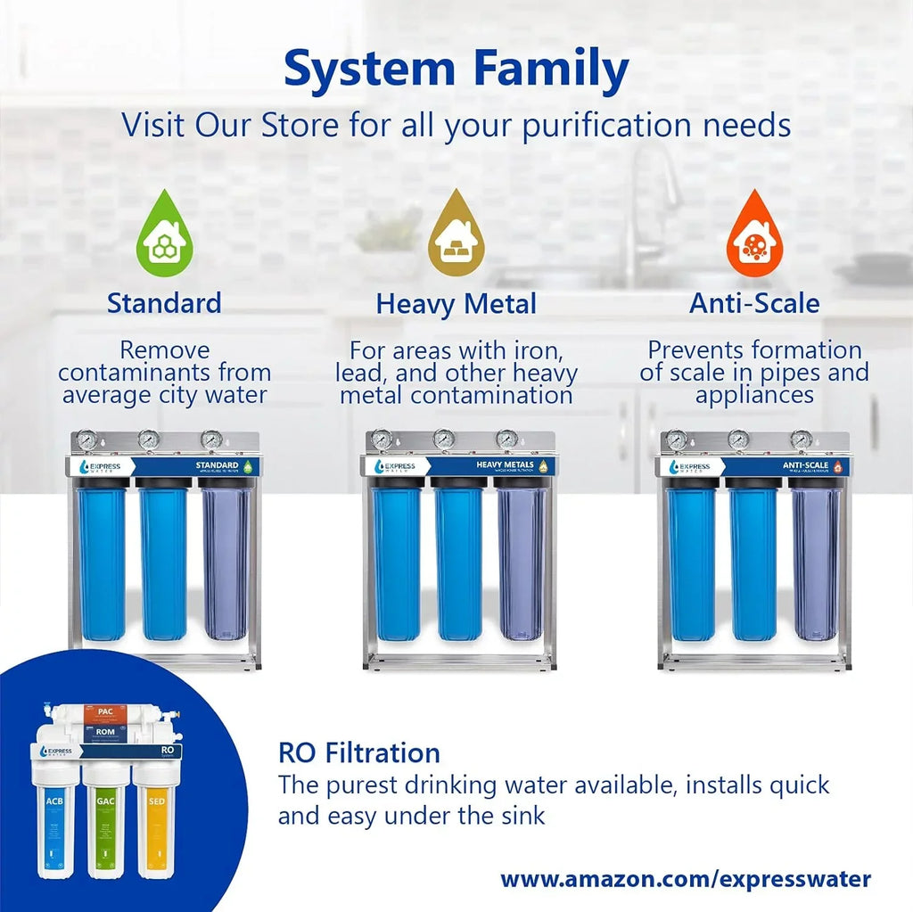 Whole House Water Filter Housing, Universal 20-Inch Housing 4.5” X 20”, 1-Inch NPT Inlet Outlet, Heavy Duty Standard Size Replacement Includes Bracket, Pressure Gauge, Wrench