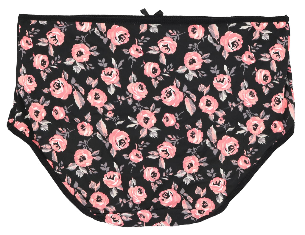Delta Burke Intimates Women's Plus Size Sexy Classic High Rise Brief Panties (5Pr) (X-Large, Hot Pink Black Florals)