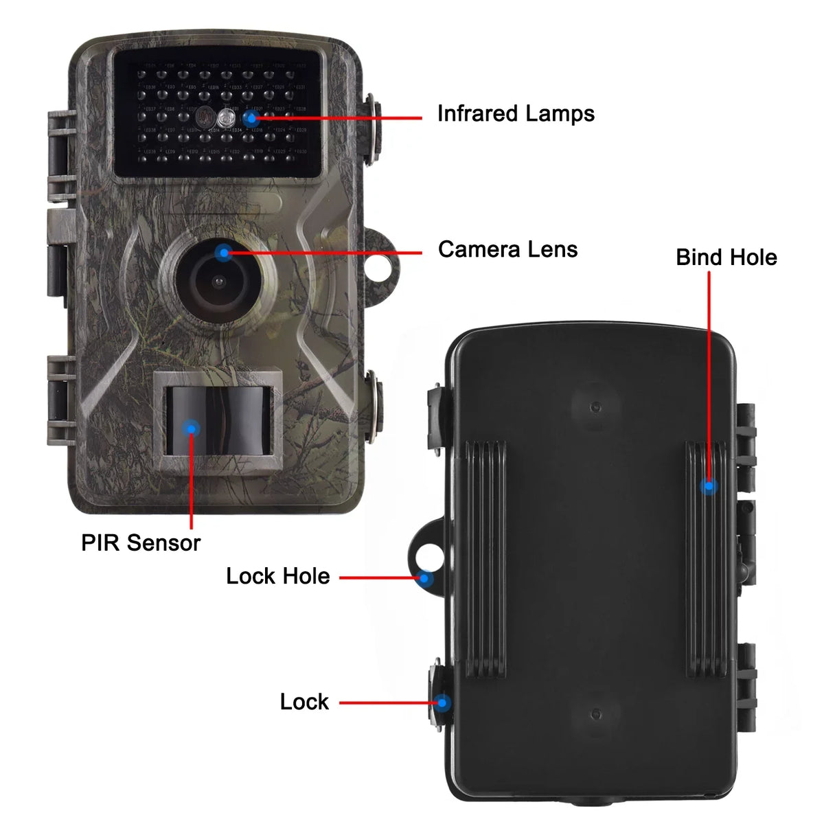 1080P Trail 16MP Wildlife Tracking with 2.0 Inch TFT Color Screen 0.8s Trigger Time Supports Infrared Night Vision Motion Activated IP66 Waterproof