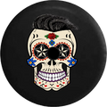 2018 2019 Wrangler JL Backup Camera Sugar Skull Tattoo with Hair Spare Tire Cover for Jeep RV 32 Inch