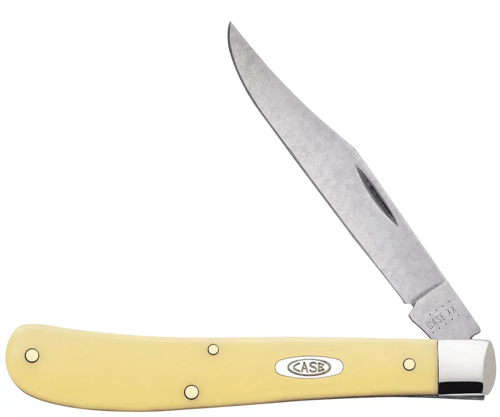 Case XX Slimline Trapper Clip Blade Smooth Yellow Synthetic Handle - 00031