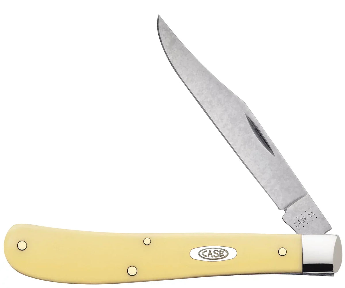 Case XX Slimline Trapper Clip Blade Smooth Yellow Synthetic Handle - 00031