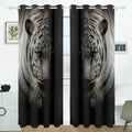 POPCreation White Tiger Isolated On Black Background Window Curtain Blackout Curtains Darkening Thermal Blind Curtain for Bedroom Living Room,2 Panel (52Wx84L Inches)