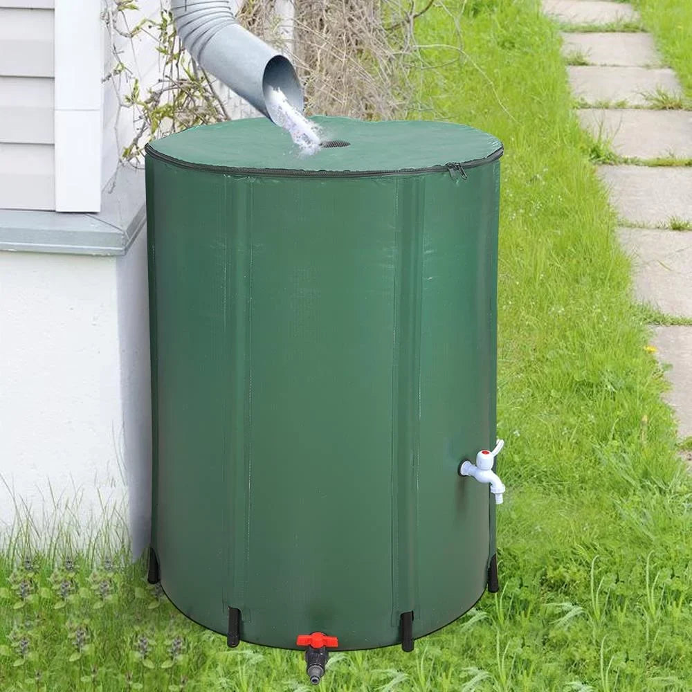 UBesGoo 100 Gallon Collapsible Rain Barrel, Portable Water Storage Tank, Rainwater Collection System Downspout
