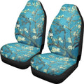 Xoenoiee Car Seat Cover Plum Blossoms Print Polyester Vehicle Bucket Seat Cover 2 Pack Set Front Seat Covers for Most Cars SUV Sedan Pickup Truck, Easy to Install