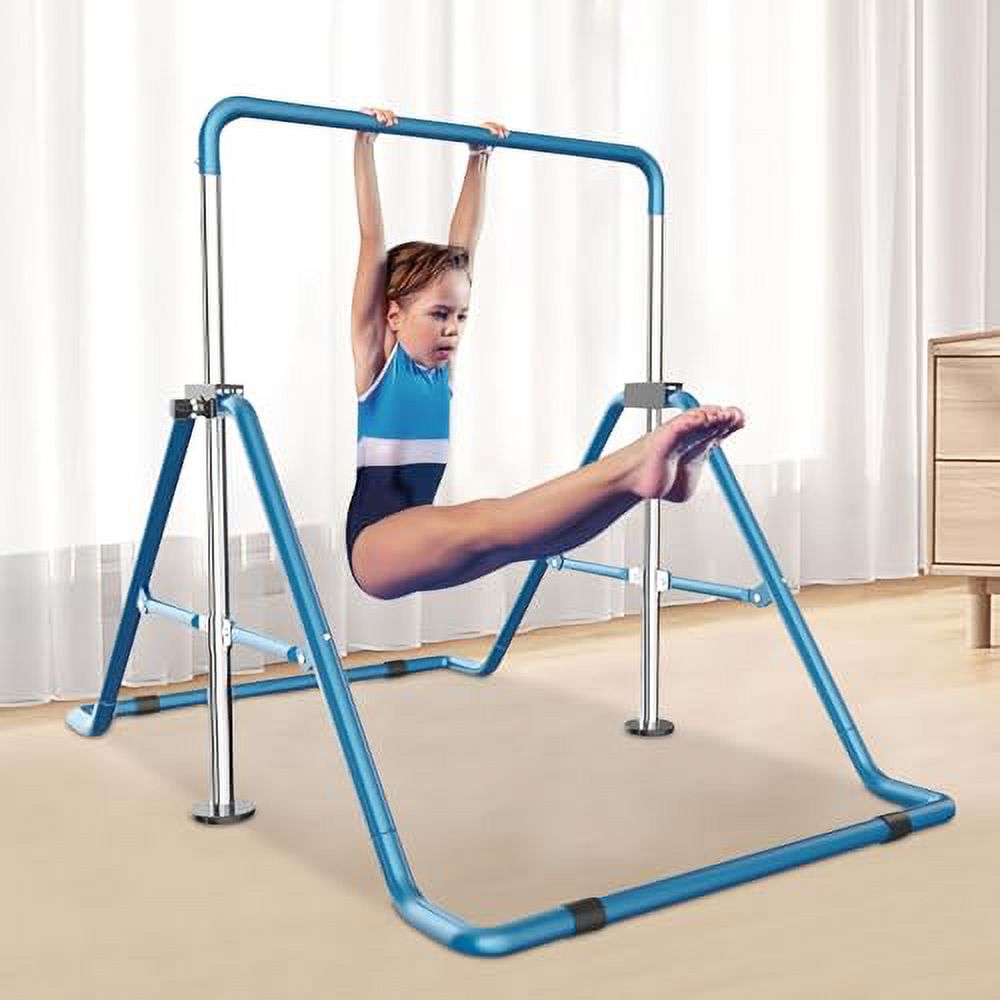AKaSping Gymnastics Bars for Kids Expandable Adjustable Height Gymnastic Horizontal Bars Folding Junior Training Kip Bar Equipment for Home Indoor Floor Practice Gymnastics Training