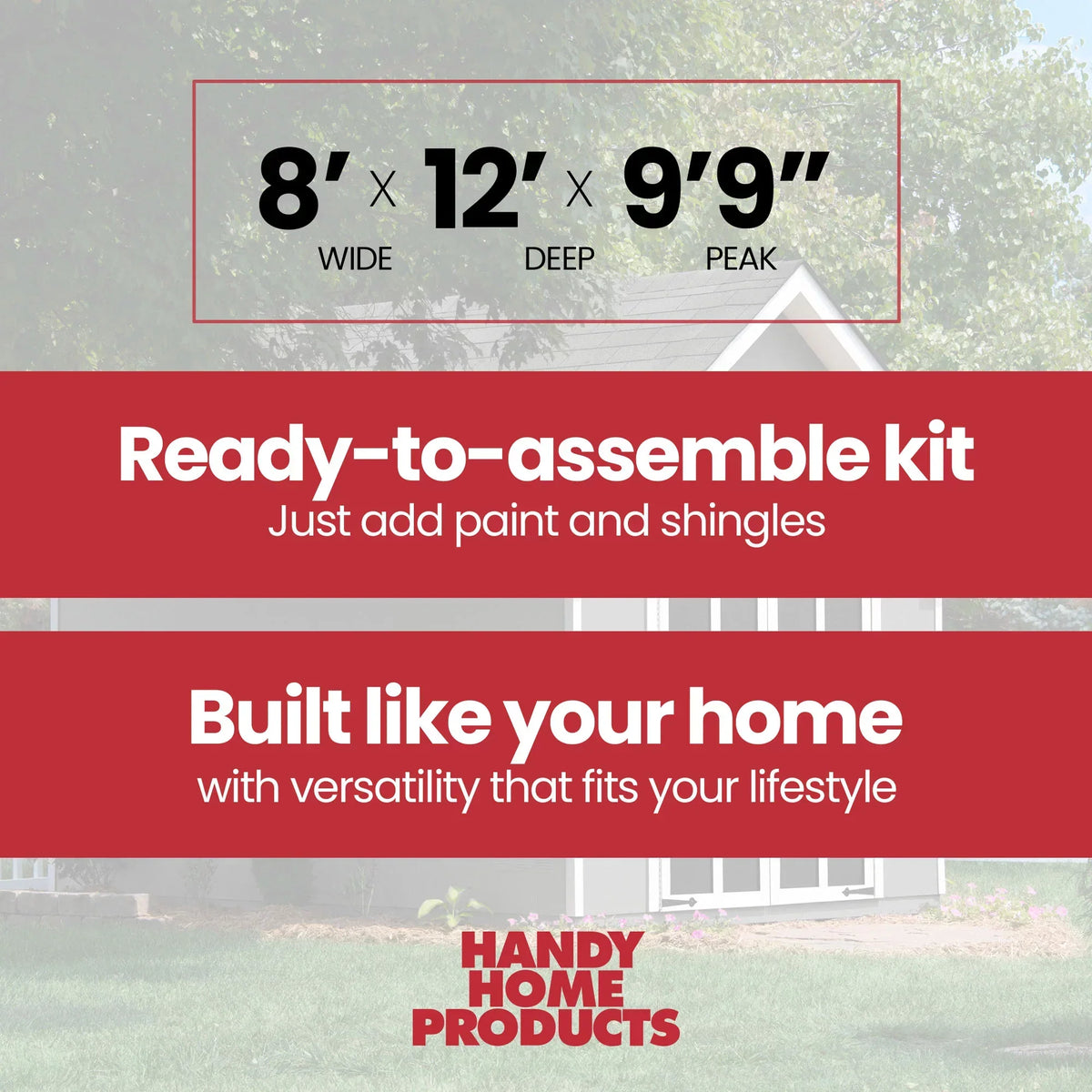 Handy Home Products Tribeca 8 ft. x 12 ft. Wood Storage Shed (Floor Included)