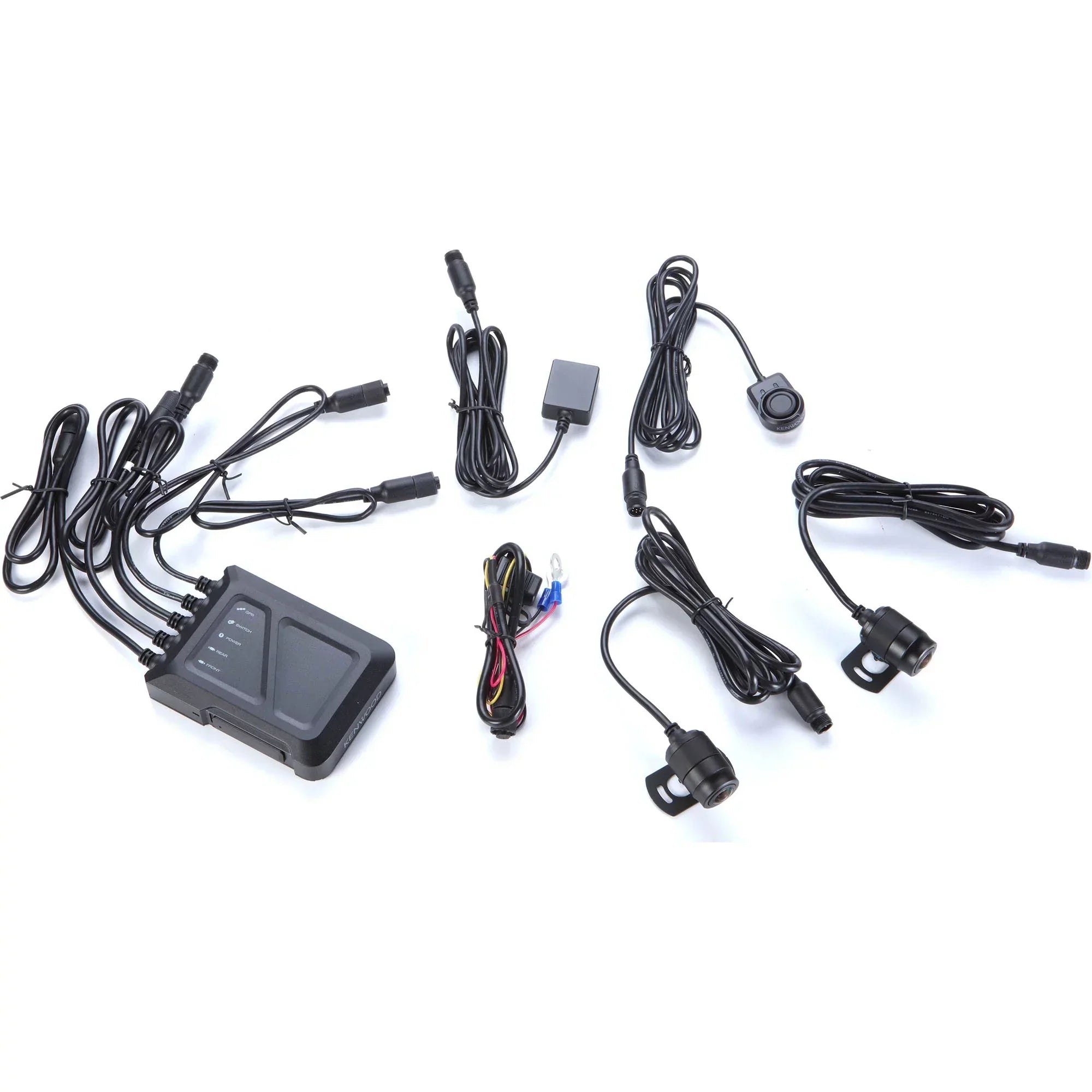 Kenwood STZ-RF200WD Motorsports HD Dash Cam with GPS and Rear-View Camera with 2 Kenwood STZ-RFCC300 9ft (3m) Extensional Cables