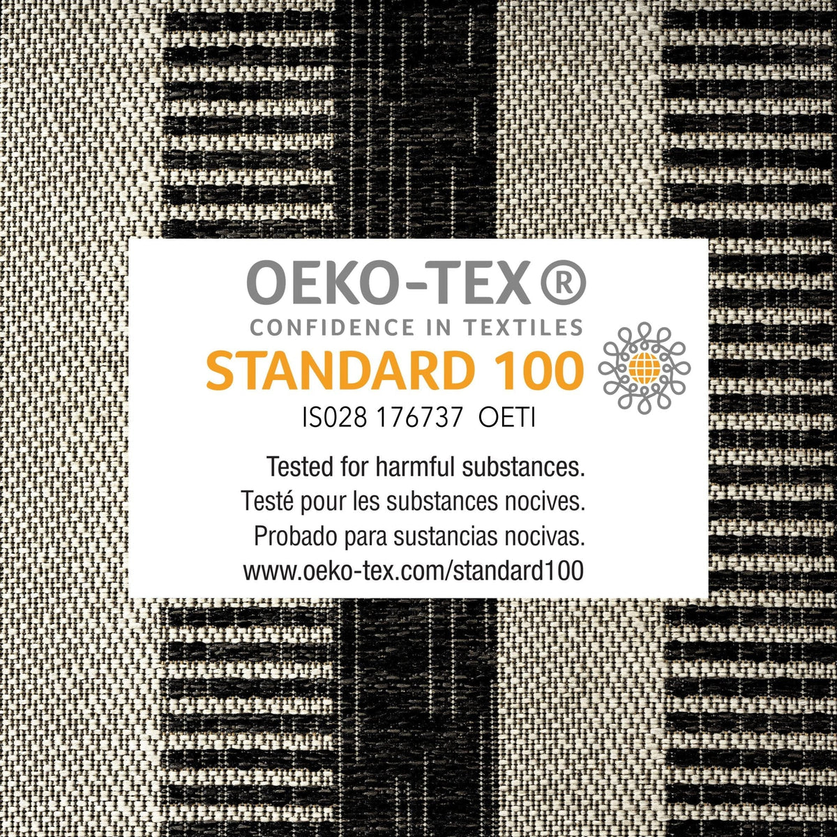 Nicole Miller New York Patio Country Charlotte Modern Striped Indoor/Outdoor Area Rug, Black/Grey, 5'2"x7'2"