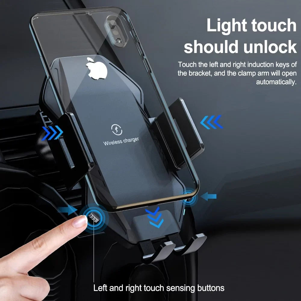 Wireless Car Charger, Saoqi 10W Smart Sensor Auto Clamping Air Vent Dashboard Windshield Car Phone Holder Mount, Compatible for iPhone, Samsung, Google, LG, etc