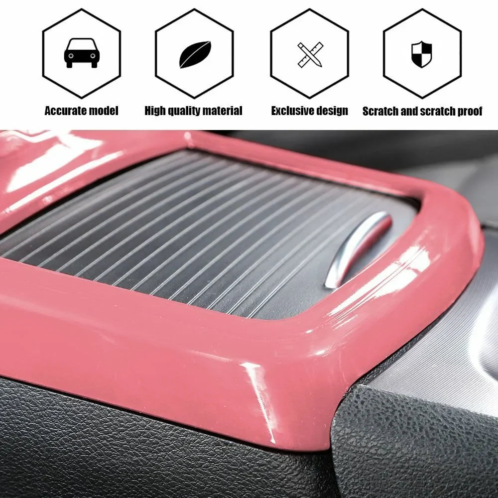Teledu Inner Central Console Cup Holder Panel Trim Cover + Pink