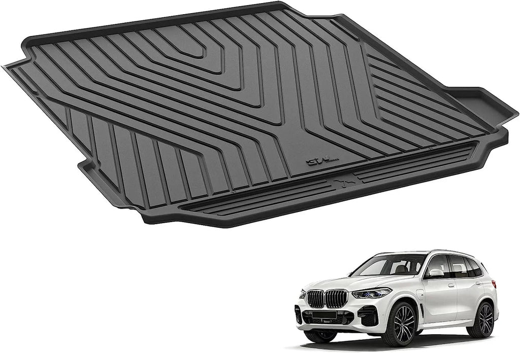 3W Cargo Liner Fit for 2019-2024 BMW X5 All Weather TPE Mats Custom Fit BMW X5 Trunk Liner Heavy Duty Trunk Mat Black (Not for Hybrid and with Side Netting Kit) TPE