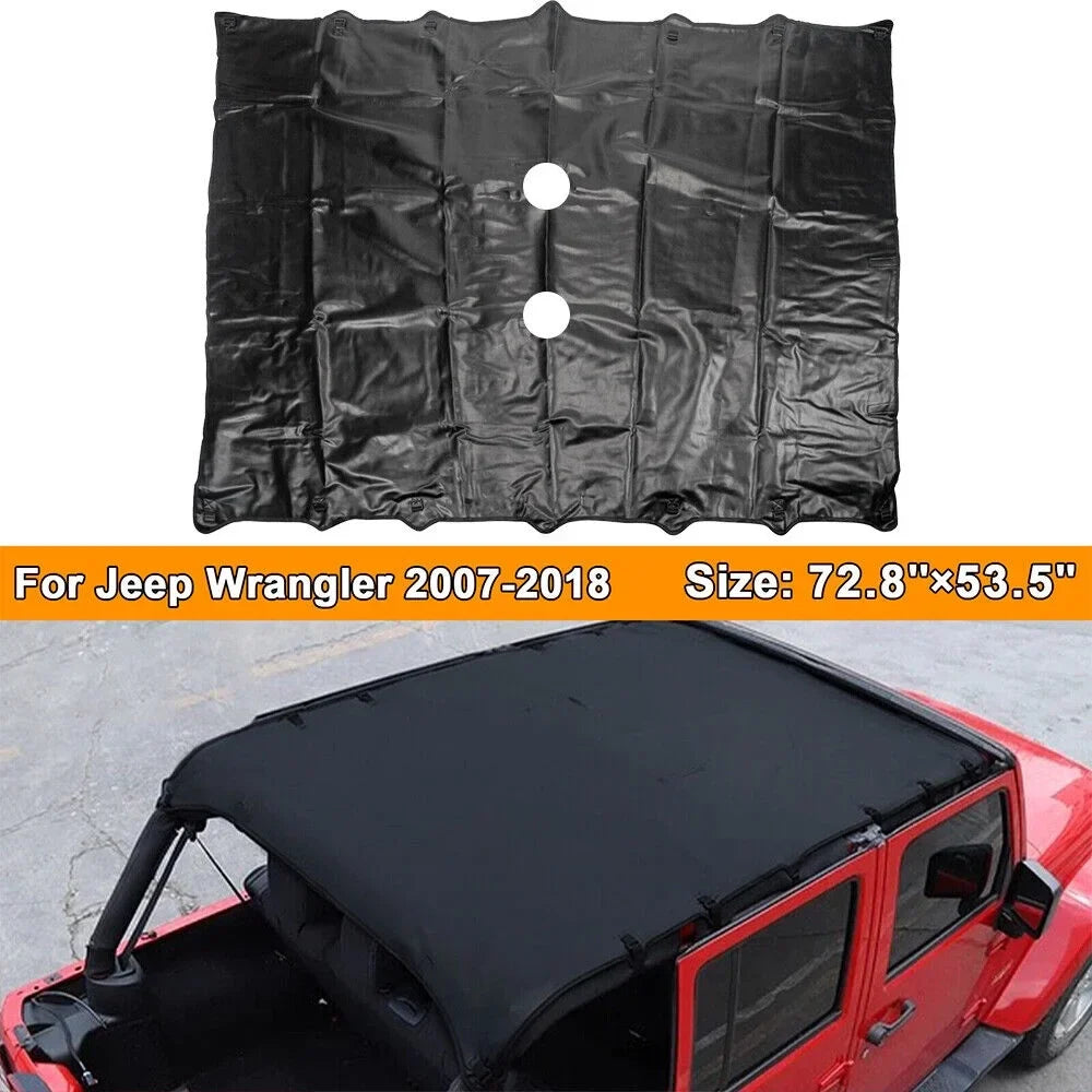 KingFurt Leather Top Sunshade Protection, Black, Jeep Wrangler JK/JKU 2007-2018, Durable & Easy to Install