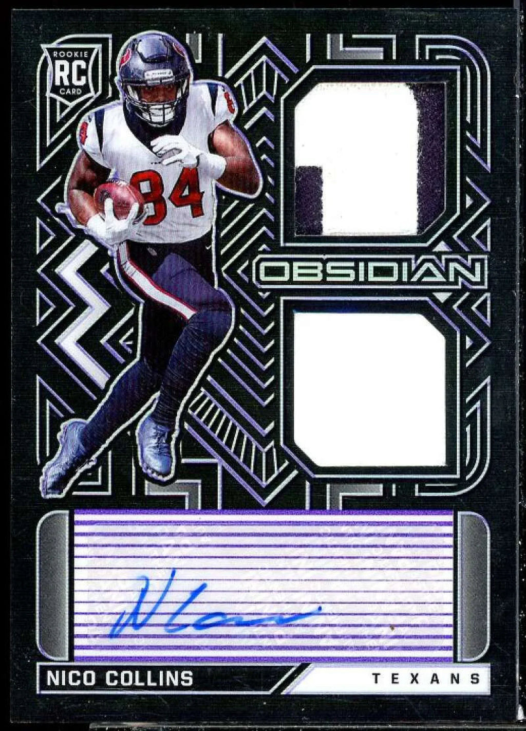 Nico Collins 2021 Panini Obsidian Rookie Jersey Ink Electric Etch Purple #30